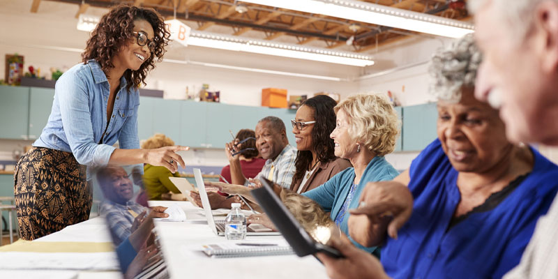 Older students in the classroom with an instructor.